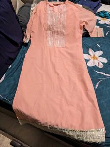 AJIO Peach Georgette Kurti- Size M
