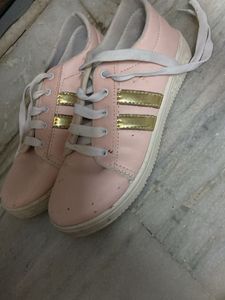 Pink &amp; Gold Accent Sneakers
