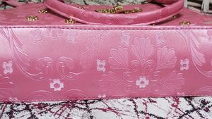 Chic Pink Floral Embellished Handbag
