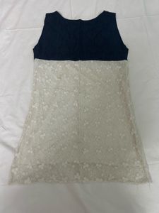 Stylish Blue &amp; White Lace Top