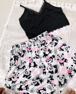 Cute Panda Pajama Shorts Set