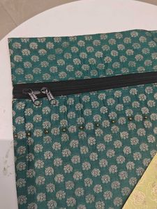 Designer Green Embroidered Clutch Bag