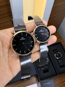 Daniel Wellington Black Mesh Watch Set