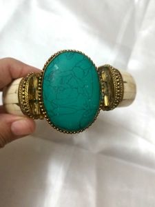TURQUOISE Bone Mosiac Vintage Statement Bangle