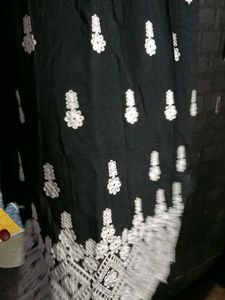 Elegant Black Kurta with White Embroidery