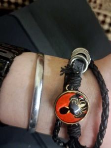y2k vintage leather Bracelet with Spiderman Charm