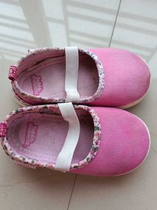 Cute Pink Floral Baby Shoes