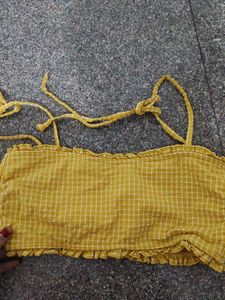 Yellow Gingham Crop Top