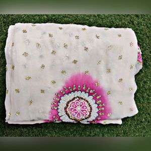 White Saree Heavy Work