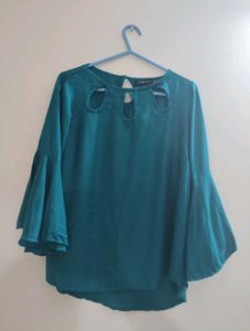 Teal Bell Sleeve Blouse