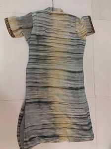 Stylish Grey &amp; Peach Ombre Kurta Set with Dupatta