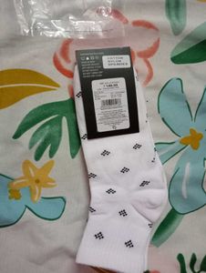 White Socks with Black Pattern