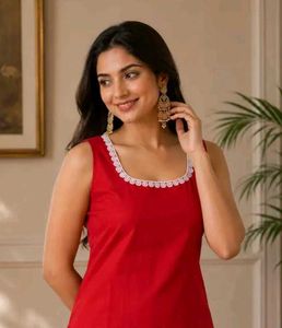✨ Vibrant Sleevele  Red Romance Kurta Set ❤️✨