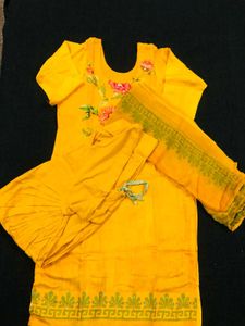 Hand-Painted Floral Kurti Set