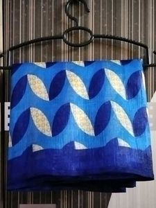 Blue Saree with Abstract Pattern