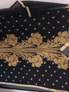 Black &amp; Gold Embroidery Semi stitched material