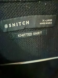Men's Black Textured Knitted Shirt