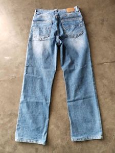 Classic Light Wash blue Denim Jeans and black deni
