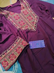 Embroidered Purple Kurta