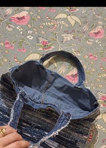 Stylish Denim Patchwork Tote Bag
