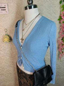 Ribbed Blue Cardigan