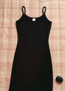 Sleek Black Spaghetti Strap Dress