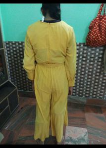 Stylish Yellow Jumpsuit with Belt