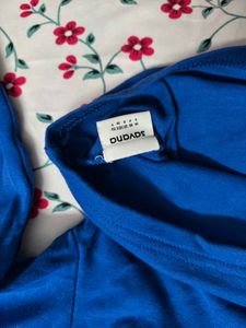 Blue Square Neck Crop Top with Long Sleeves