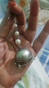 Silver and pearl Jhumka