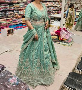 Elegant Sea Green Embroidered Lehenga Choli