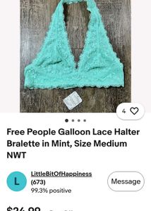 Free people Teal Lace Halter Bra