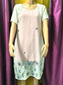 Light Pink Short Sleeve Dress with Floral Print