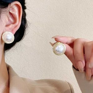 Elegant Pearl &amp; Gold Stud Earrings