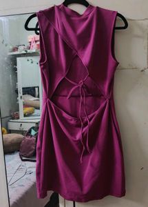 Magenta Mini Dress with Open Back Detail