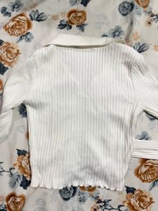 White Ribbed Crop Top