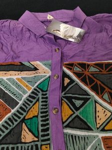Purple Geometric Pocket Shirt
