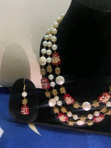 Royal Maroon Pearl Stone Jewellery Set