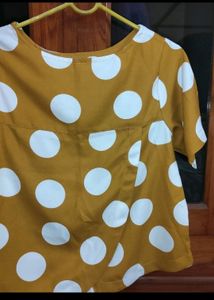 Cute Mustard Coloured Polka Dot Top