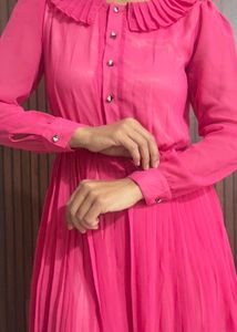 Pink Pleated Mini Dress