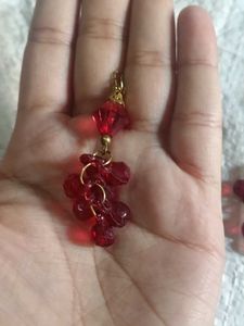 Red Crystal Beaded Latkans – Pair (Gold Filigree C
