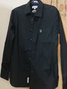 Us Polo Cotton Stretchable Balck Shirt