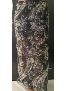 Boho Black & White Paisley Print Skirt