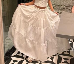 Flowy White Tiered Maxi Skirt