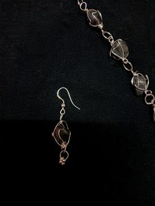 Necklace Set - Grey And Silver. Chain, Earring, Bracelet.