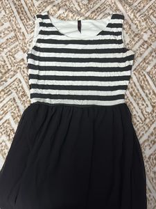 Black N White Striped Gown
