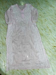 Elegant Pink Chikankari Kurta