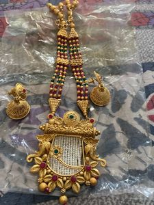 Exquisite Gold-Plated Necklace with Pearls &amp; Ruby