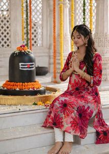 Boho Floral Print Kurti Set