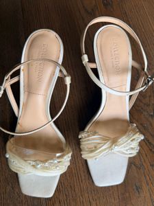 Elegant White Heeled Sandals