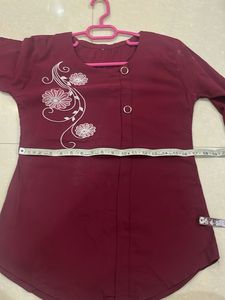 Maroon Embroidered Kurta